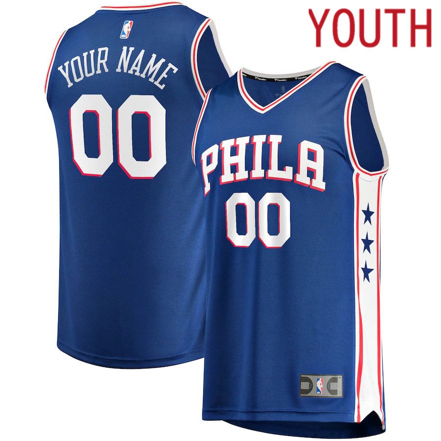 Youth Philadelphia 76ers Fanatics Branded Royal Fast Break Custom Replica NBA Jersey